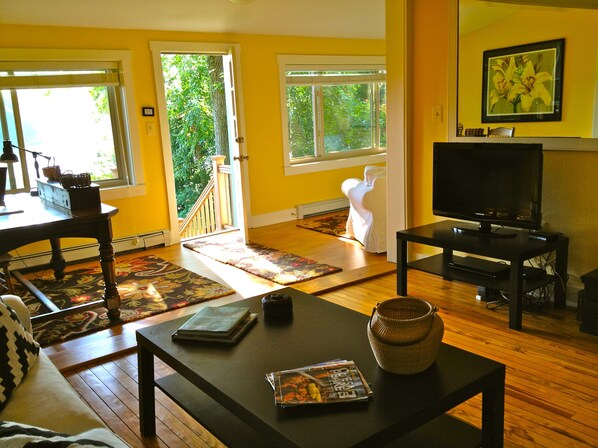 Smart TV, DVD player, books