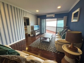 Televisio, DVD-soitin, kirjoja, videokirjasto