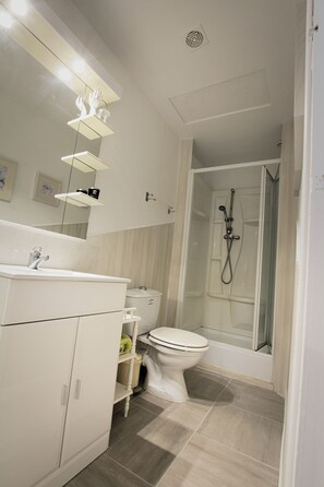 Dusche, Haartrockner, Toilettenpapier