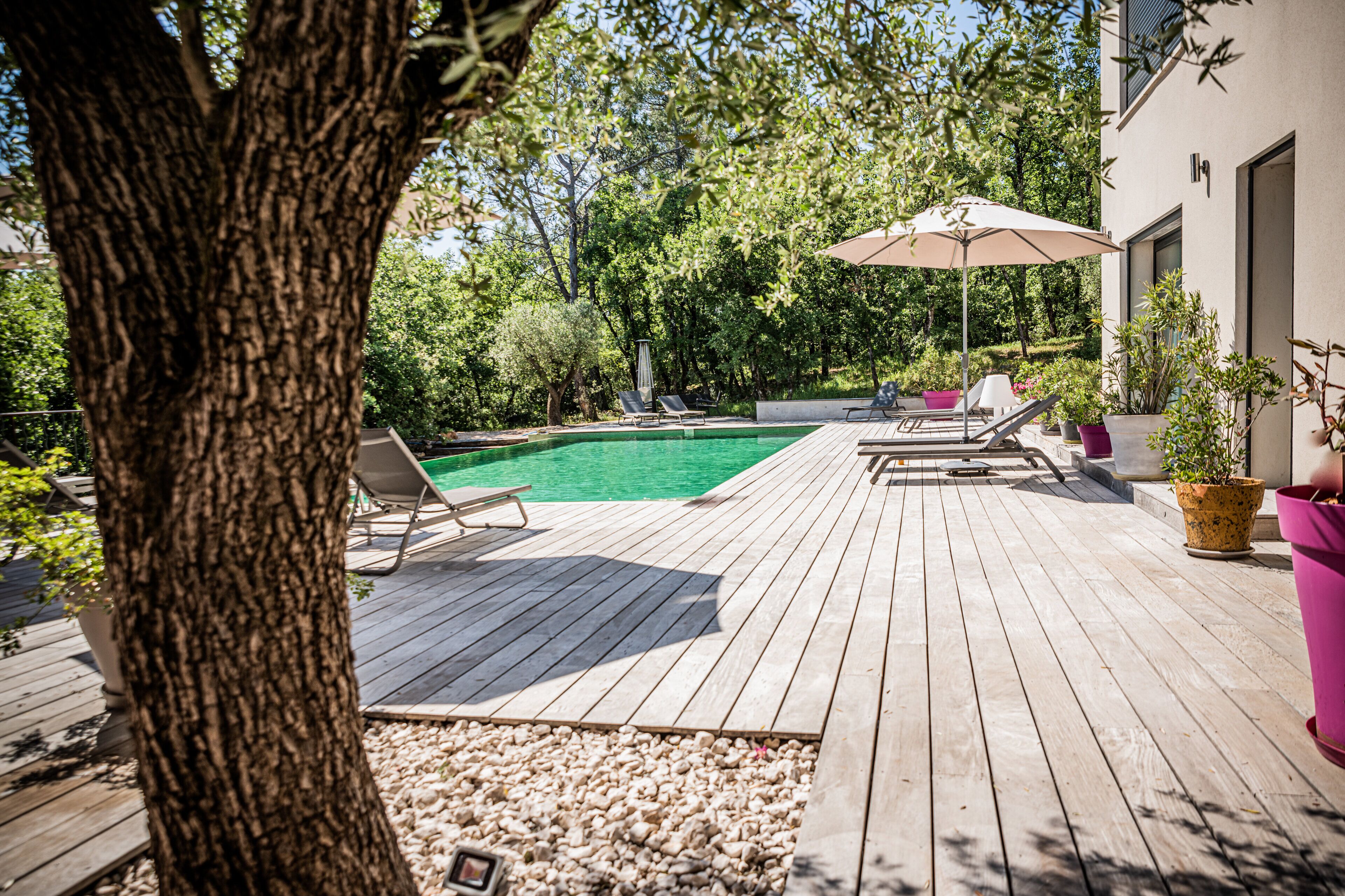 Piscine extérieure, piscine chauffée