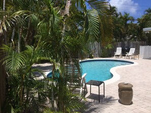 Piscine extérieure, piscine chauffée