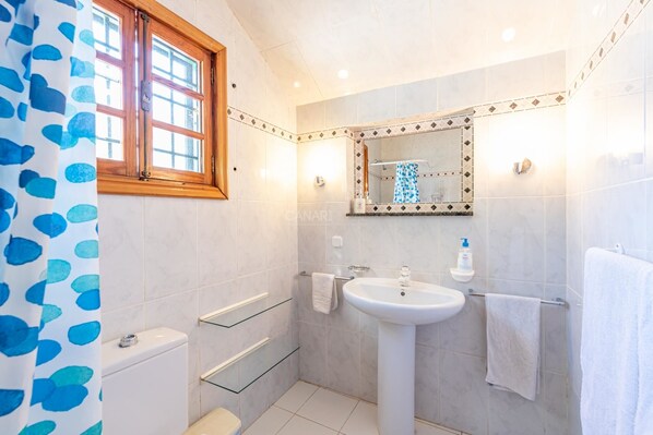 Ducha, secador de pelo y toallas