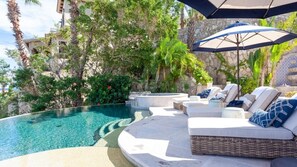 Outdoor pool, a heated pool - Complete Remodel with the best Views in Villas del Mar! Golf cart included (San Jose del Cabo)