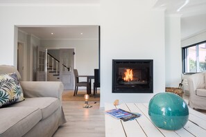 TV, fireplace