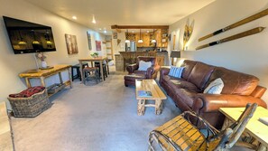 TV, fireplace, DVD player, stereo