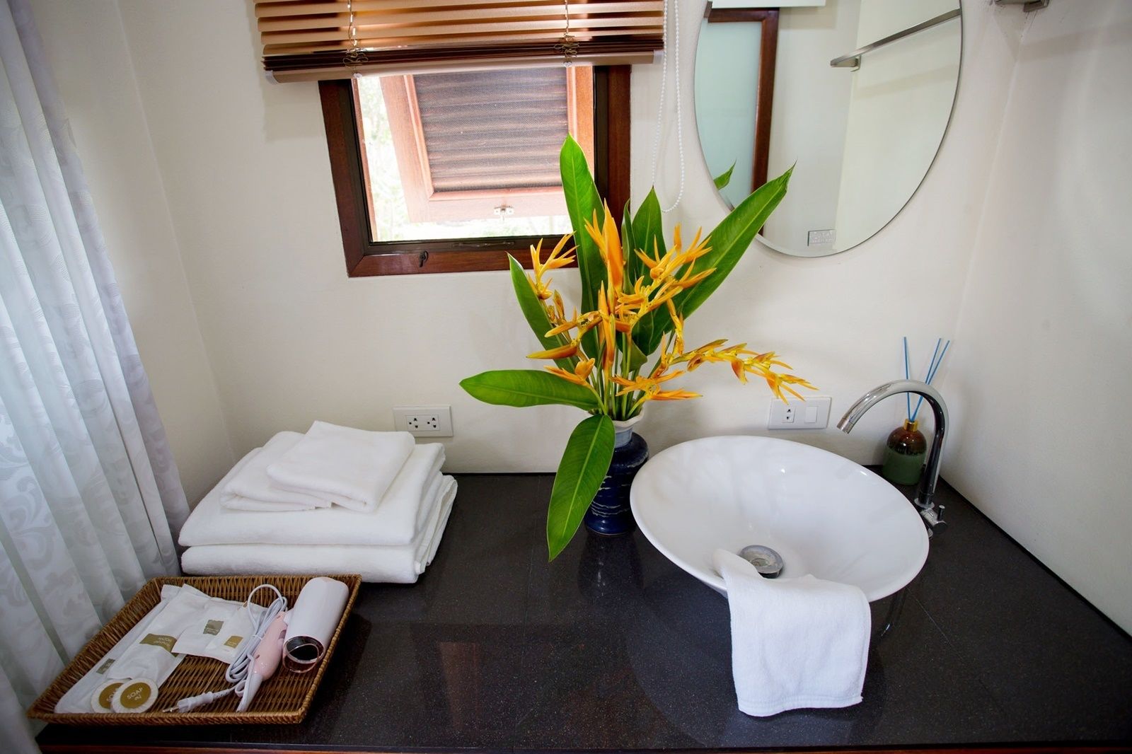 shower, designer toiletries, hair dryer, dressing gowns