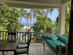 Outdoor dining - Monkey Beach House, Beachfront, Ocean Views, Shared Pool, Staff Provided (Diani Beach)