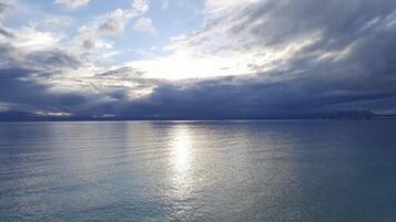 On the beach, fishing