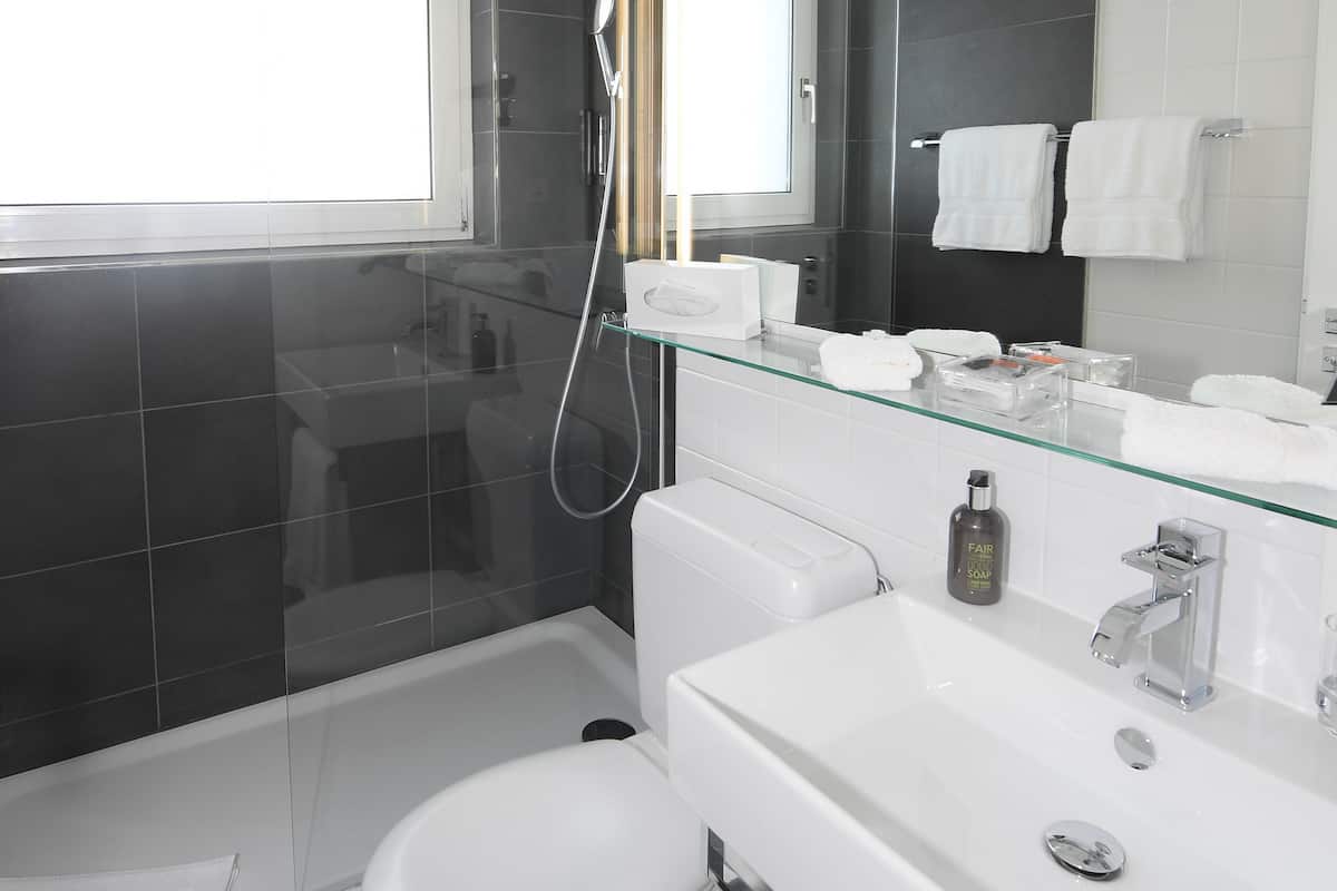 classic twin room, 2 single beds, non smoking | bathroom | free toiletries, hair dryer, slippers, towels