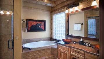 Luxury Cabin, 4 Bedrooms (4 Bedrooms) | Bathroom | Separate tub and shower, jetted tub, free toiletries, hair dryer