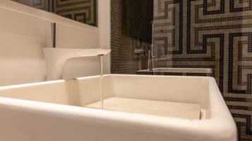 Ducha, secador de pelo, bidé y toallas