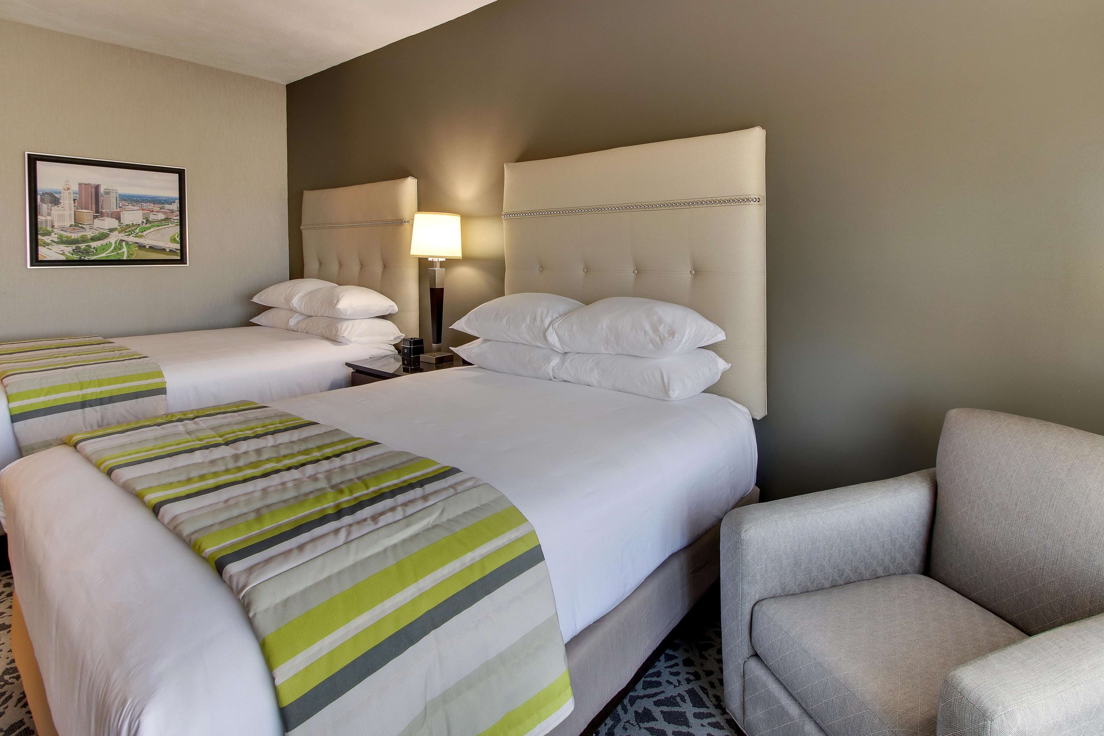 Pillowtop beds, desk, laptop workspace, blackout drapes