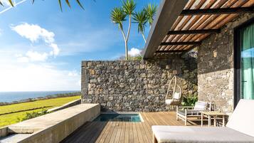 Deluxe Double Room, Private Pool, Ocean View | Premium bedding, minibar, in-room safe, individually decorated