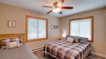 2 bedrooms, iron/ironing board, travel crib, Internet