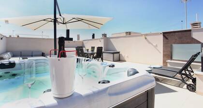 Modern villa with private heated pool, hot tub, large solarium. Split payments