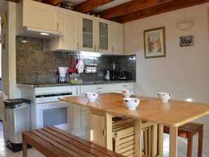 Fridge, microwave, dishwasher
