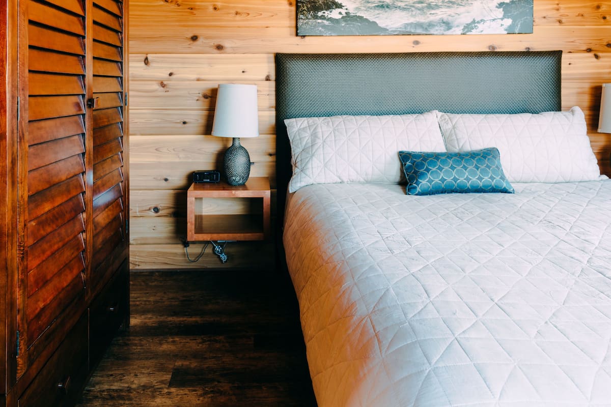 Premium bedding, down comforters, pillowtop beds, blackout drapes