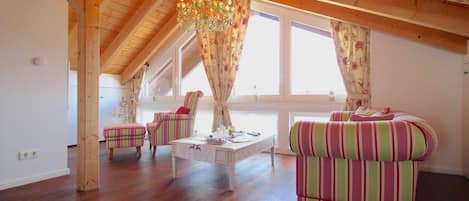 Apartamento, 1 quarto, vista para a montanha (Himmelschlösschen) | Sala de estar | TV de tela plana, DVD player