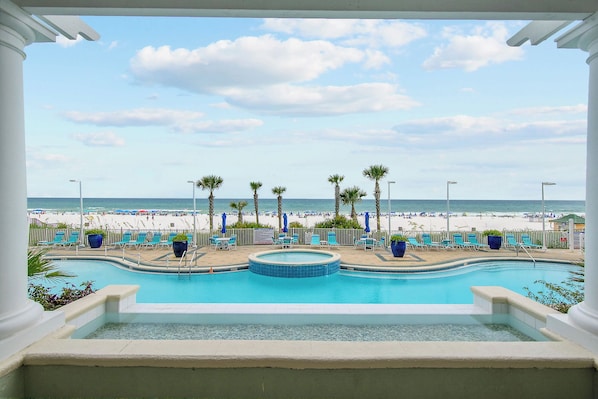Outdoor pool, a heated pool - Boardwalk Beach Resort,  “Your Beach Getaway”on the Beautiful Emerald Coast!!! (Panama City Beach)