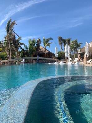 An infinity pool, a heated pool