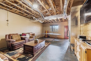 TV, fireplace, video games, DVD player