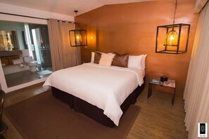 Deluxe-Suite, 1 King-Bett, Nichtraucher, eigenes Bad | Bettwäsche aus ägyptischer Baumwolle, hochwertige Bettwaren