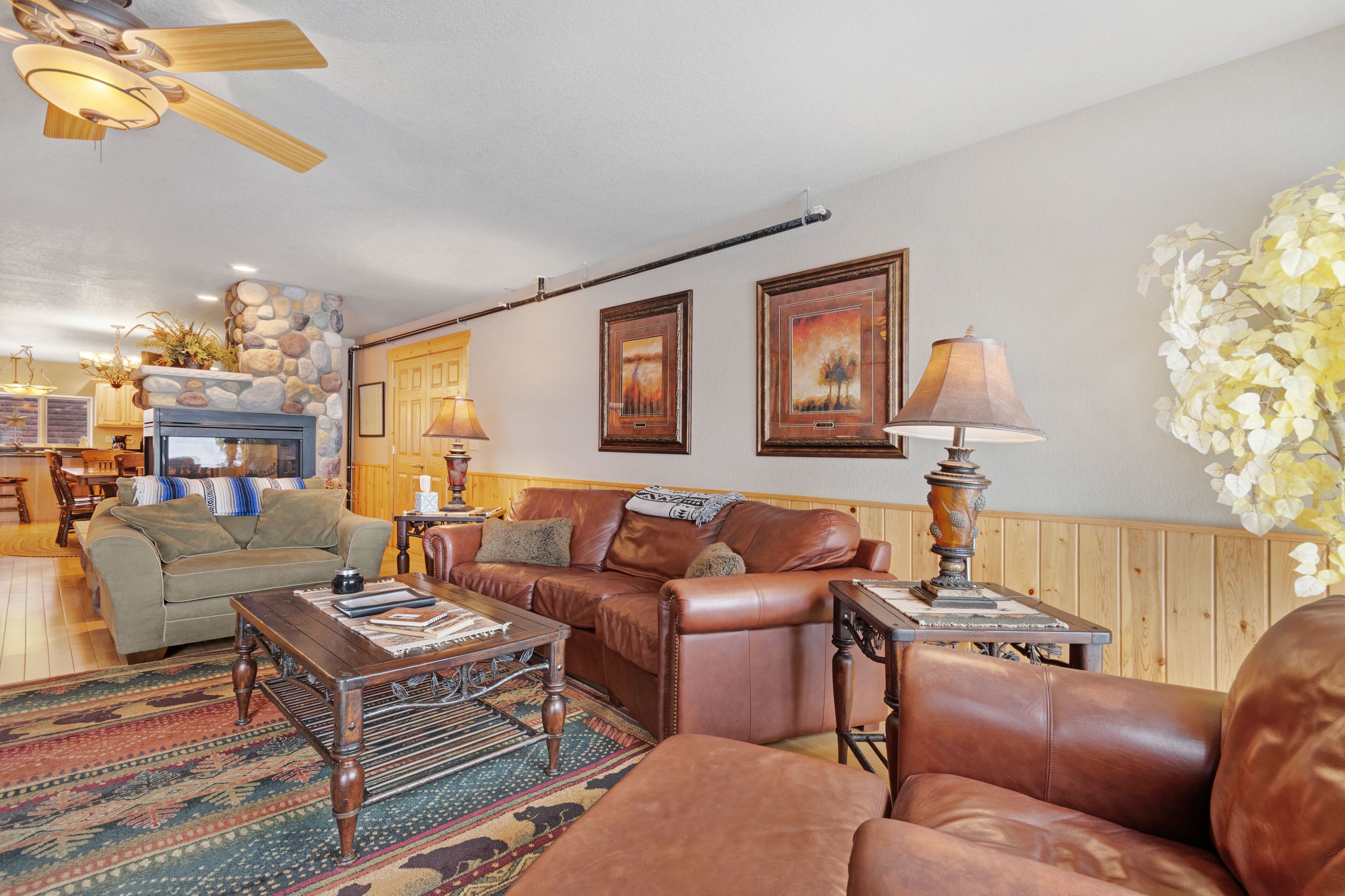 Secluded waterfront home with fireplace, patios, & boat launch/marina