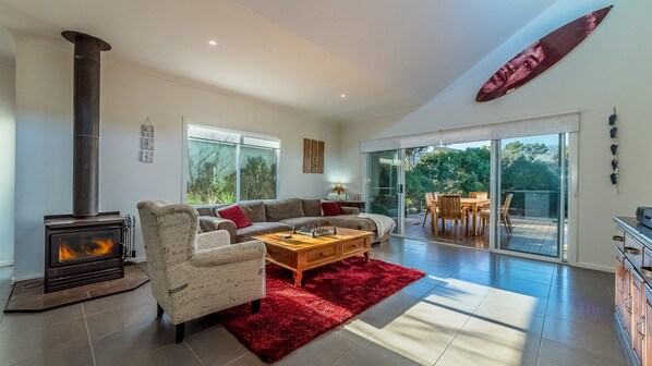 House, 4 Bedrooms | Living area | Flat-screen TV, DVD player - House on 37 Barramundi near Smiths (Smiths Beach)