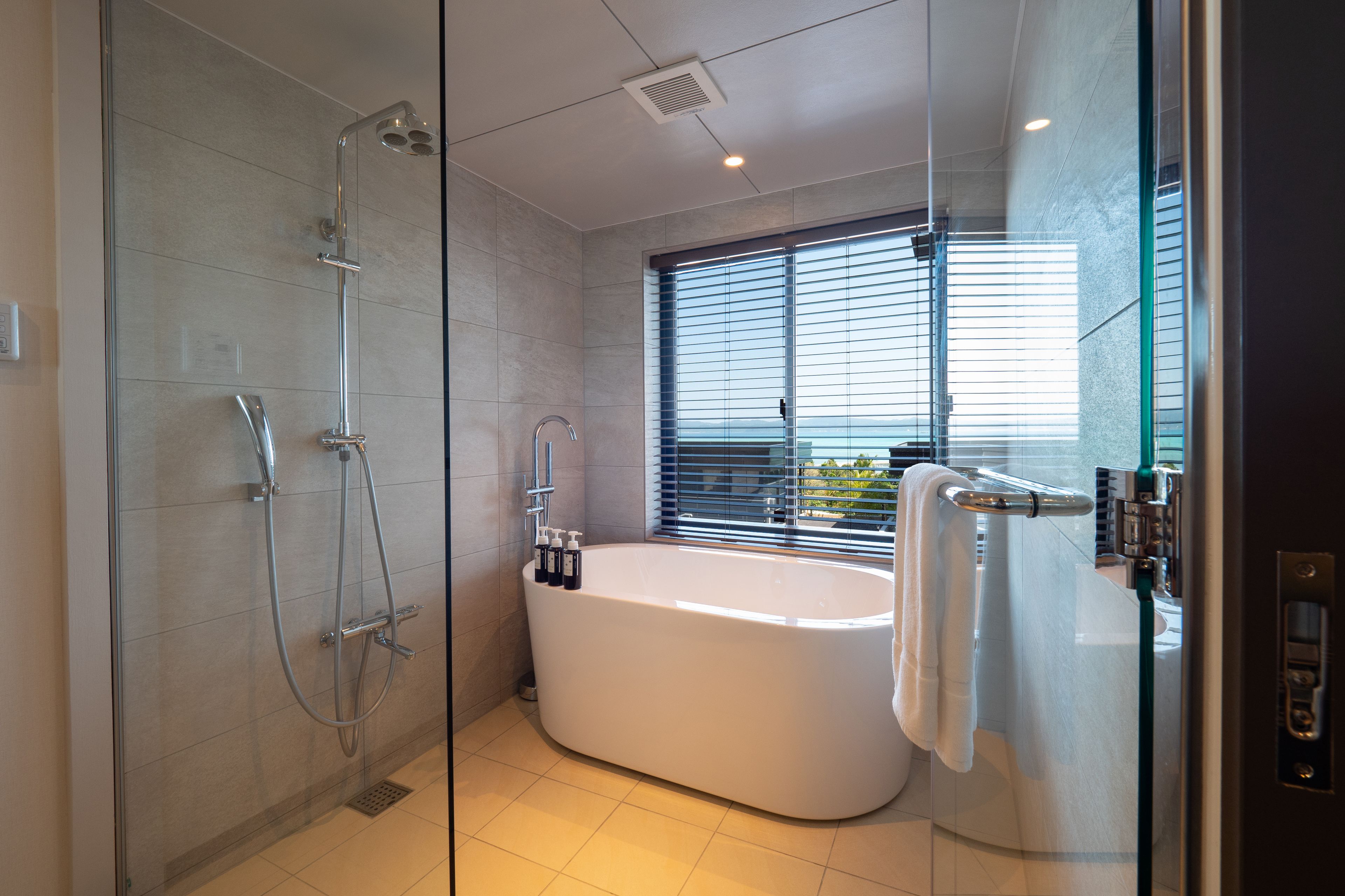 ocean view terrace deluxe b | bathroom | separate bathtub and shower, deep-soaking bathtub, free toiletries