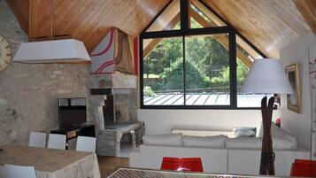 TV, fireplace, DVD player