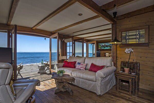 TV, fireplace, DVD player - Boat House at Miramar Beach - Entire Unit (Santa Barbara)