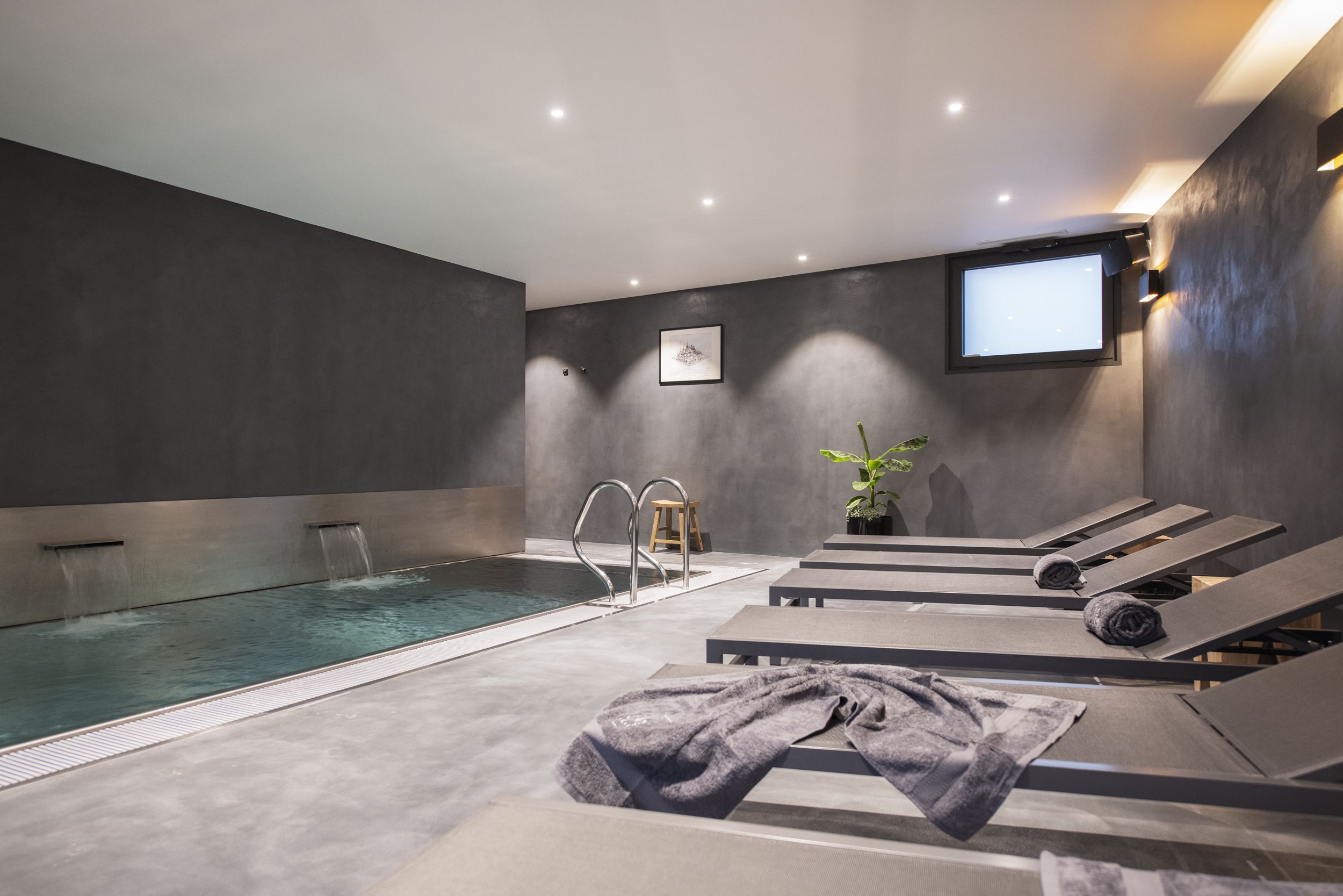 Indoor pool, open 8:00 AM to 8:00 PM, sun loungers