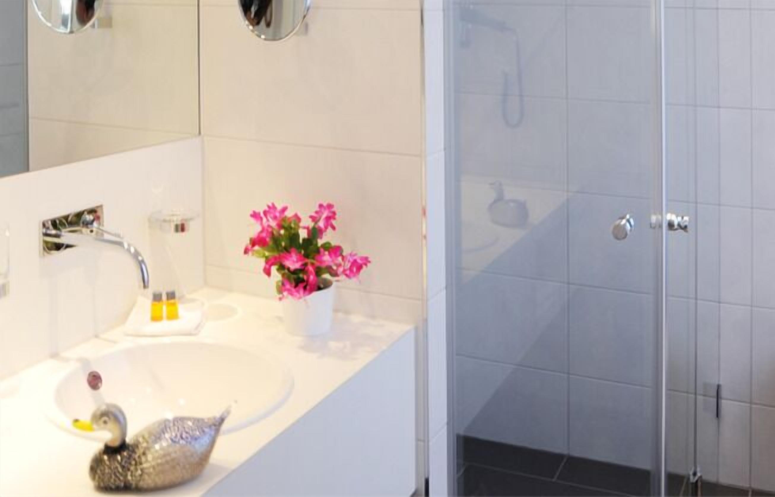 standard single room | bathroom | shower, free toiletries, hair dryer, towels