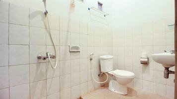 Shower, free toiletries, towels