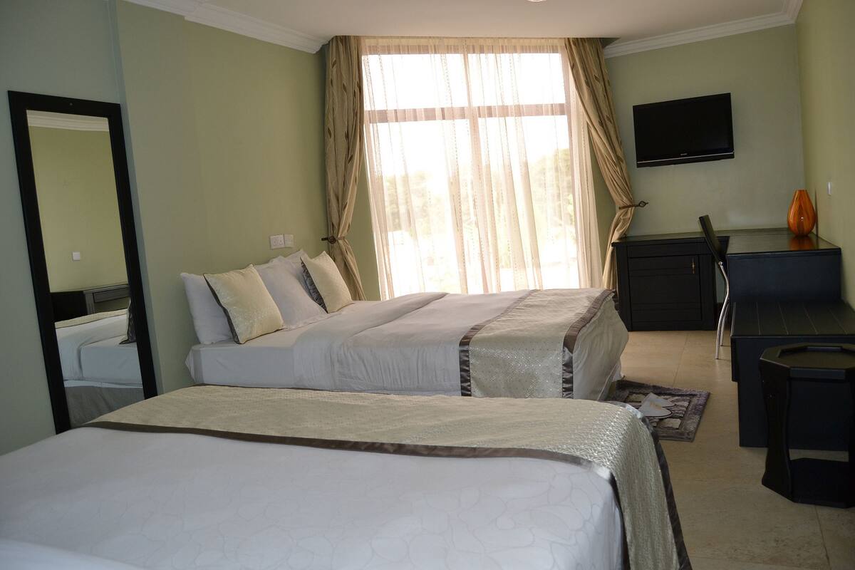 Deluxe Twin Room, Multiple Beds | 1 bedroom, desk, WiFi (free), bed sheets
