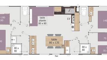Casa rodante, 4 habitaciones | Plano