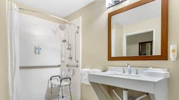Suite, 1 King Bed, Accessible, Non Smoking | Desk, laptop workspace, blackout drapes, iron/ironing board