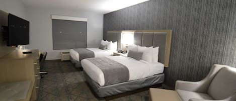 Standard Room, 2 Queen Beds, Non Smoking, Refrigerator & Microwave | Desk, laptop workspace, blackout drapes, soundproofing