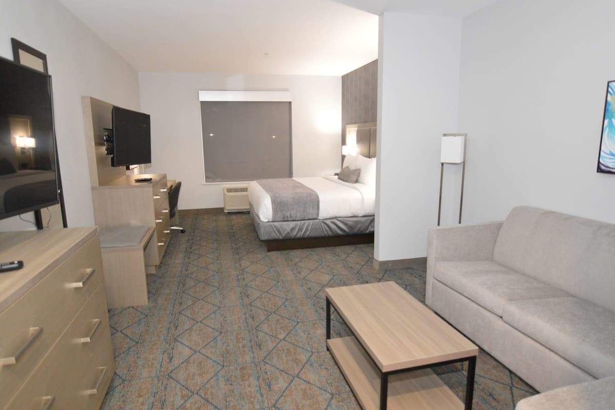 Suite, 1 Katil Raja (King), Non Smoking, Refrigerator & Microwave (Shower Only;with Sofabed) | Meja, ruang kerja komputer riba, langsir/tirai gelap terus, kalis bunyi