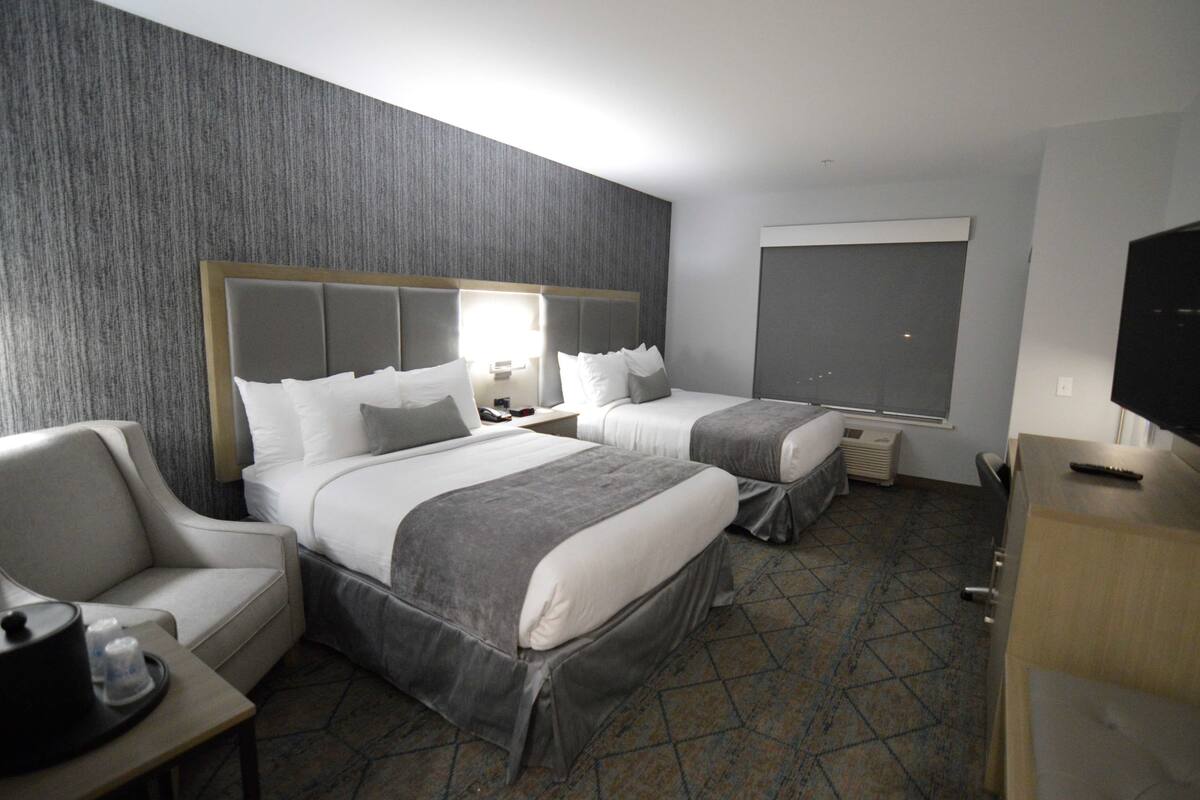 Standard Room, 2 Queen Beds, Accessible, Refrigerator & Microwave | Desk, laptop workspace, blackout curtains, soundproofing