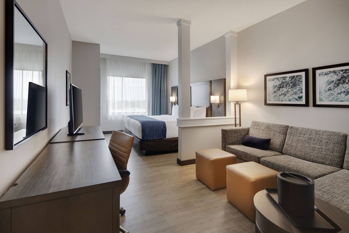 desk, laptop workspace, blackout curtains, soundproofing