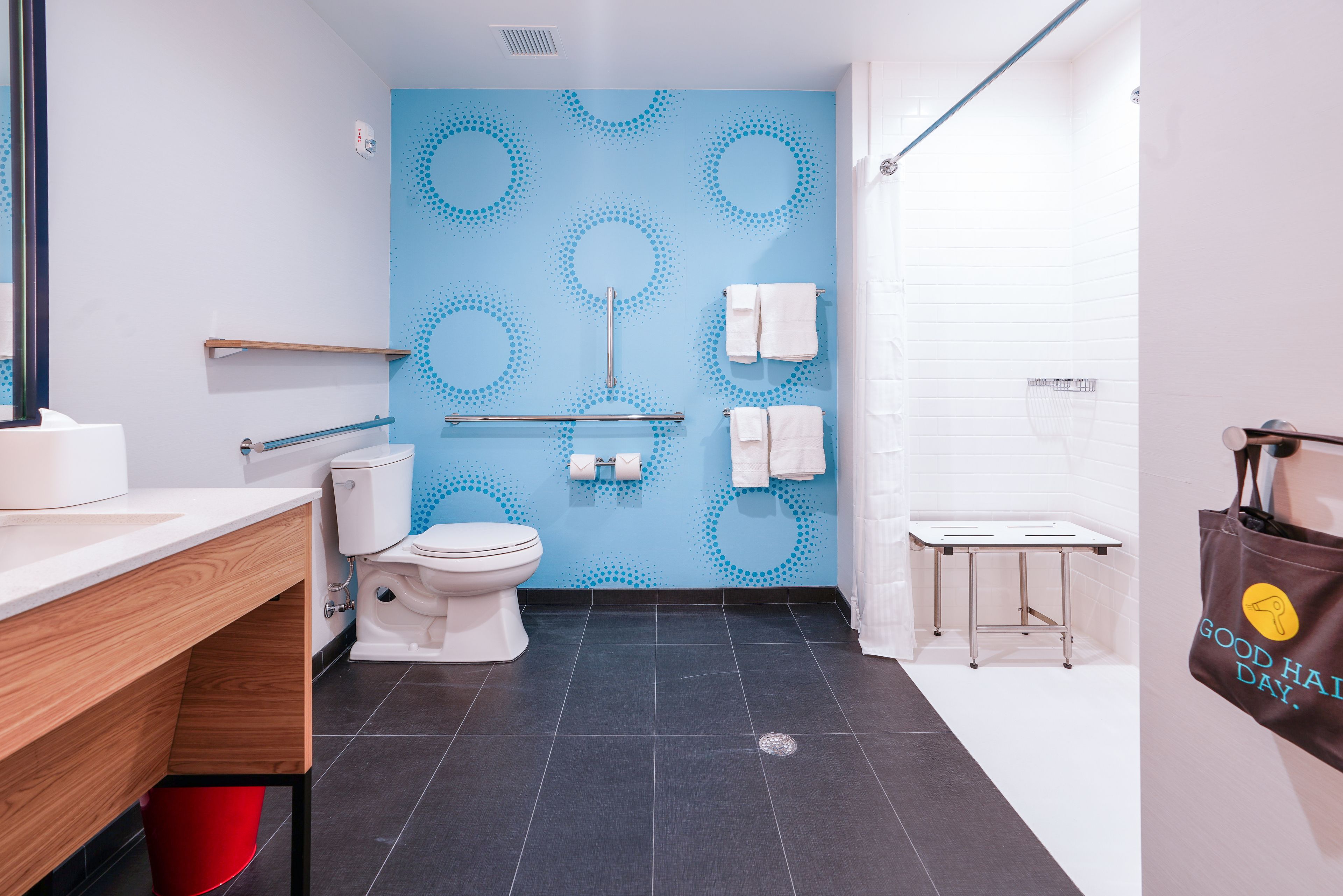 free toiletries, hair dryer, towels, soap