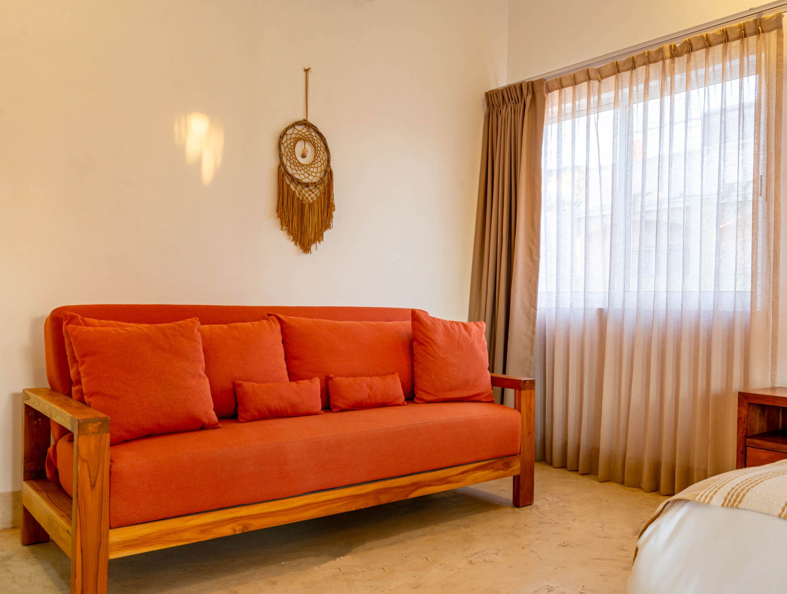 premium suite, 1 king bed with sofa bed, pool view | living area | lcd tv