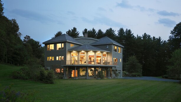 A two-story house with a large front porch and multiple windows. - Private Suite with a Sweet View. Spacious, close to town, dog friendly (Shelburne Falls)