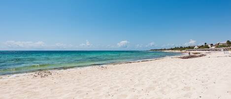 Plage, chaises longues
