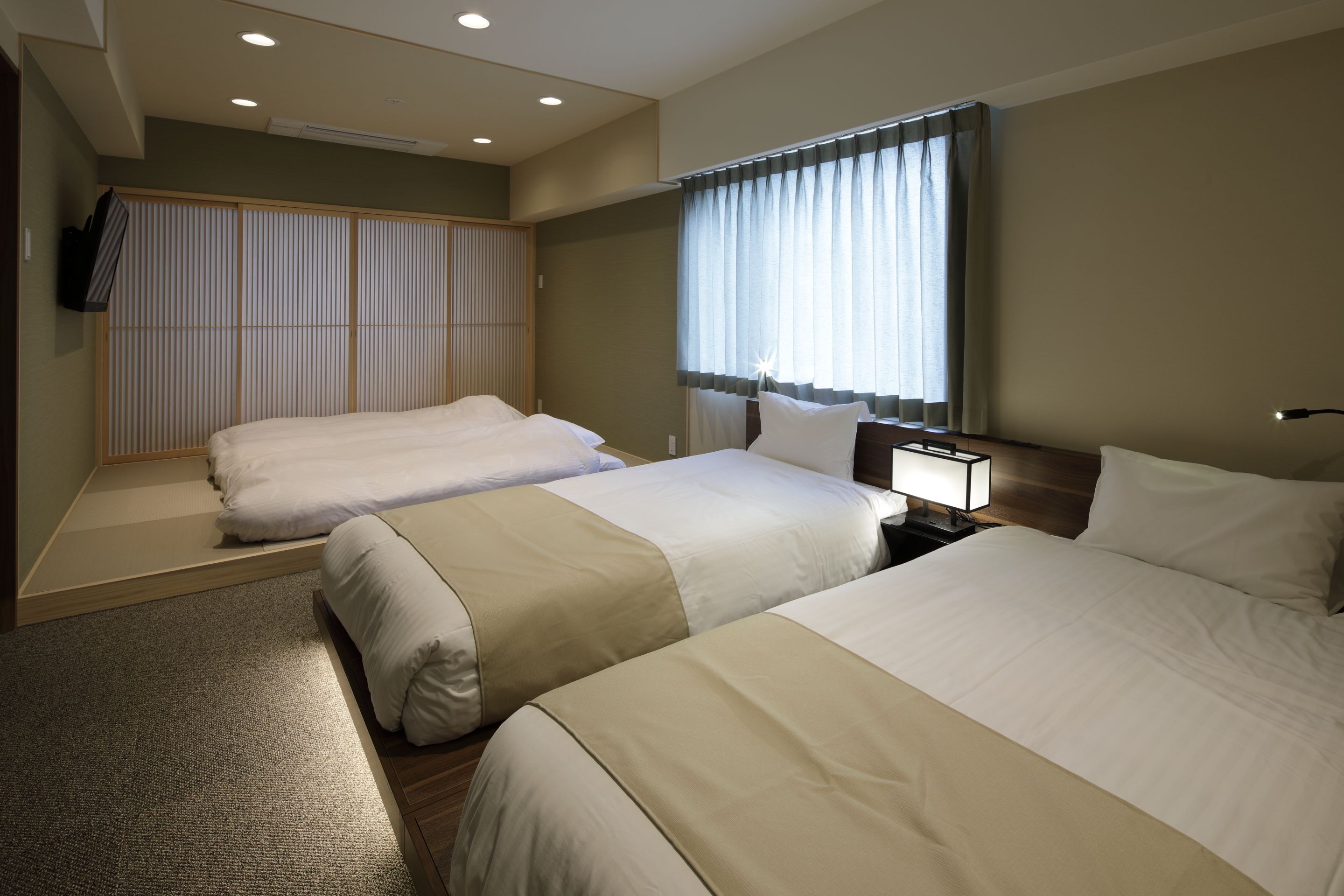 japanese-western style quadruple room | free wifi, bed sheets