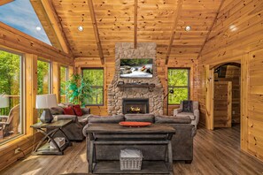 TV, fireplace, video games