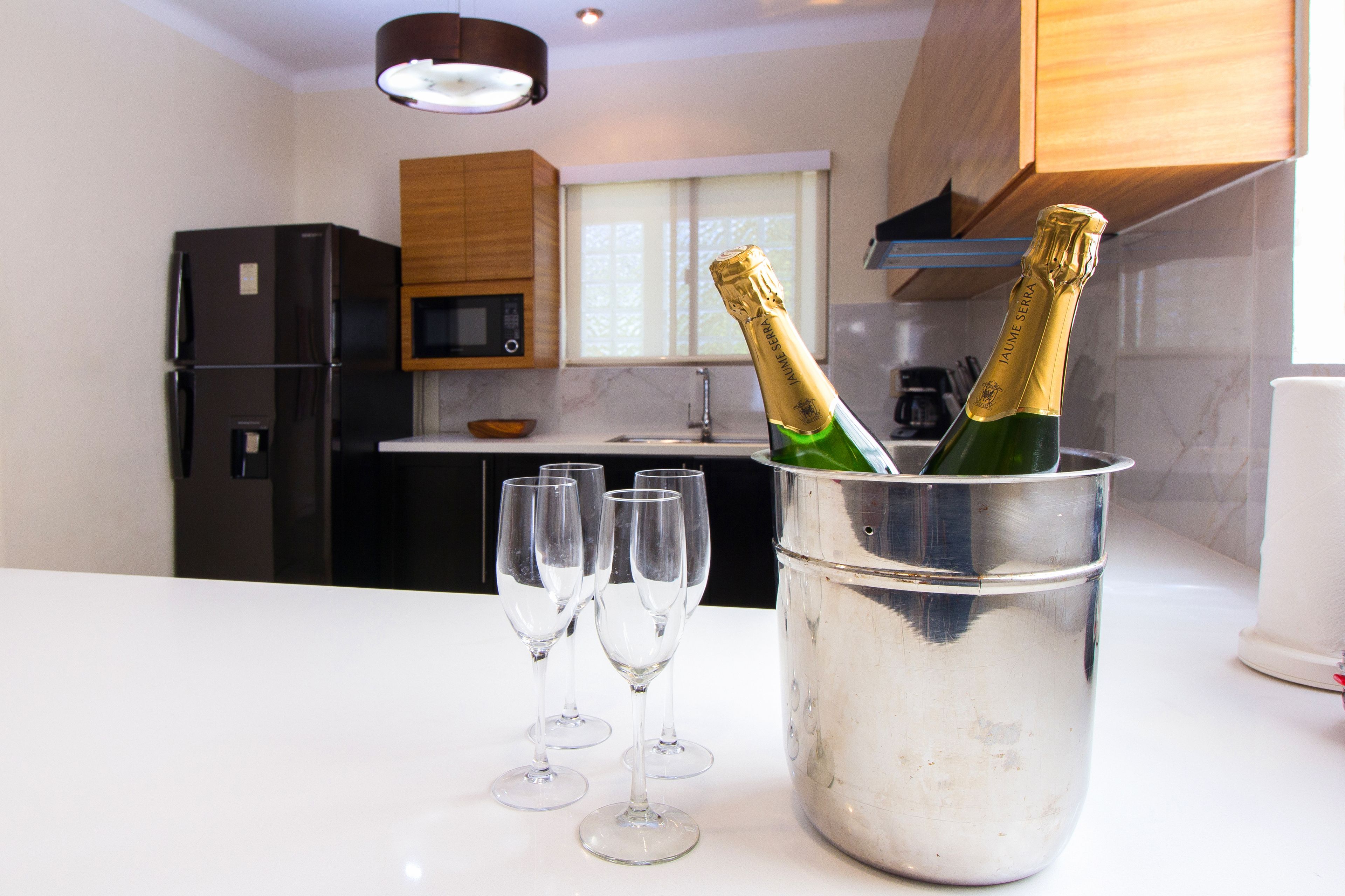 Leilighet – deluxe | Eget kjøkken | Kjøleskap, mikrobølgeovn, ovn og kokeplater