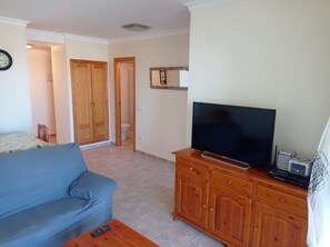 Una televisión, un reproductor de DVD