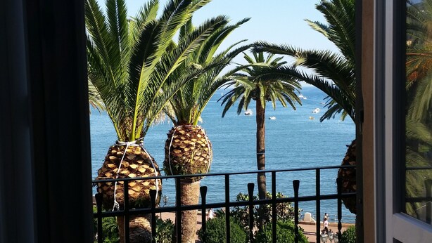 A balcony with a view of the sea and palm trees. - BLURAPALLO wi-fi and vistamare CITRA 010046-lt-0294 CIN IT010046C2RZLGCYU4 (RAPALLO)
